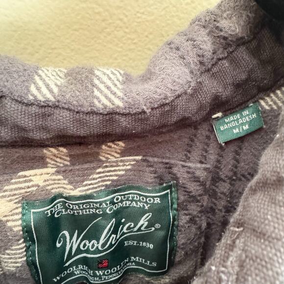 Woolrich Grey Plaid Flannel Shirt Jacket Shacket - Medium - Picture 4 of 8